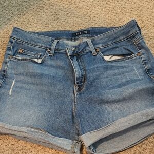 Level 99 Distressed Blue Denim Shorts